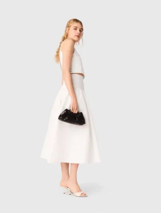 Crop top en taffetas à col orné de bijoux