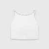 Crop top en taffetas à col orné de bijoux