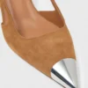 Escarpins en daim à bout métallisé