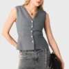 Gilet ajusté à boutons bijoux Gilet ajusté à boutons bijoux