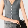 Gilet ajusté à boutons bijoux Gilet ajusté à boutons bijoux