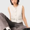 Gilet en tweed avec bordure en perles