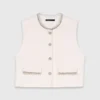 Gilet en tweed avec bordure en perles
