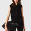 Haut en tweed avec col amovible