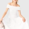 Haut à encolure bardot en maille côtelée Haut à encolure bardot en maille côtelée
