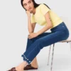 Jean bootcut à perles Jean bootcut à perles
