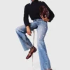 Jean brodé à jambes larges Jean brodé à jambes larges