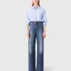 Jean en denim à jambes larges avec clous