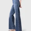 Jean en denim à jambes larges avec clous