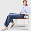 Jean en denim à jambes larges avec clous