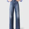 Jean en denim à jambes larges avec clous