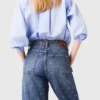 Jean en denim à jambes larges avec clous