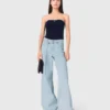 Jean à jambes larges avec strass