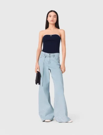 Jean à jambes larges avec strass
