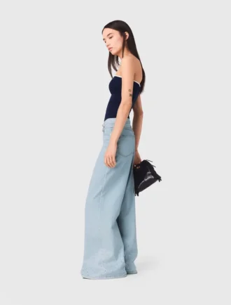 Jean à jambes larges avec strass