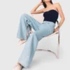 Jean à jambes larges avec strass