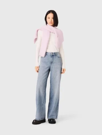 Jean à jambes larges entièrement recouvert de strass