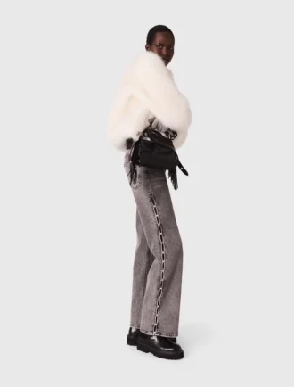 Jean à jambes larges orné de perles