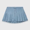 Jupe courte en jean plissée avec strass Jupe courte en jean plissée avec strass