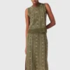Jupe en maille avec fleurs en strass