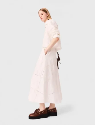 Jupe midi brodée