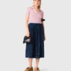 Jupe midi en denim brodée Jupe midi en denim brodée