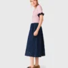Jupe midi en denim brodée Jupe midi en denim brodée