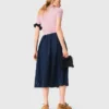 Jupe midi en denim brodée Jupe midi en denim brodée