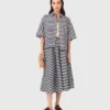 Jupe midi en mélange de lin