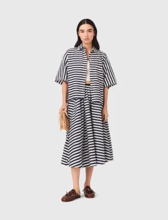 Jupe midi en mélange de lin Jupe midi en mélange de lin