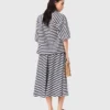Jupe midi en mélange de lin