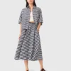 Jupe midi en mélange de lin
