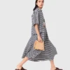 Jupe midi en mélange de lin
