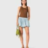Jupe-short ballon en chambray Jupe-short ballon en chambray