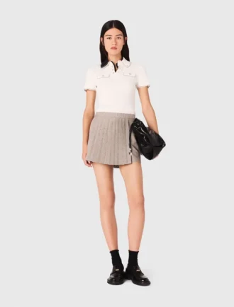 Jupe-short plissée à strass