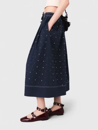 Jupe évasée en coton cloutée