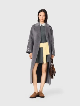 Long manteau double face à strass