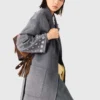 Long manteau double face à strass
