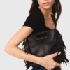 M Bag en cuir lisse avec franges M Bag en cuir lisse avec franges