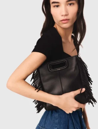 M Bag en cuir lisse avec franges