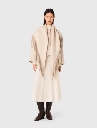 Manteau court en laine avec écharpe amovible