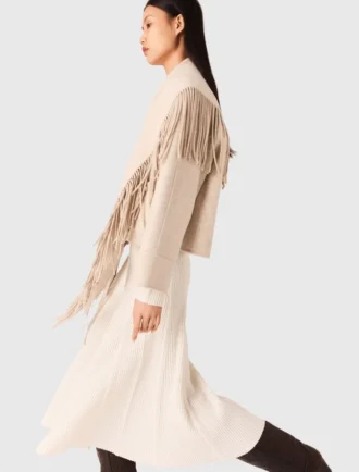 Manteau court en laine avec écharpe amovible