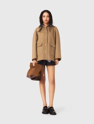 Manteau en laine avec capuche amovible