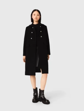 Manteau long en laine mélangée