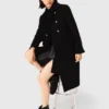 Manteau long en laine mélangée