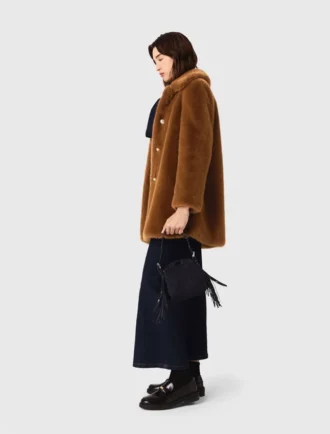 Manteau mi-long en fausse fourrure