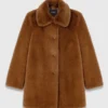 Manteau mi-long en fausse fourrure