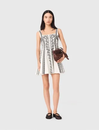 Mini-robe à bretelles brodée