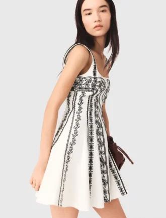 Mini-robe à bretelles brodée