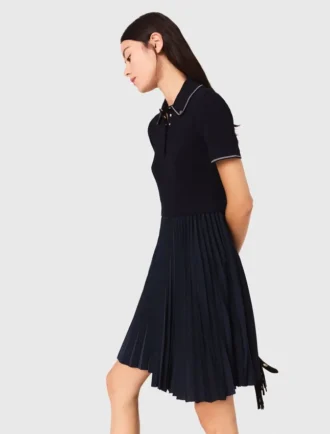 Mini-robe à col polo plissé